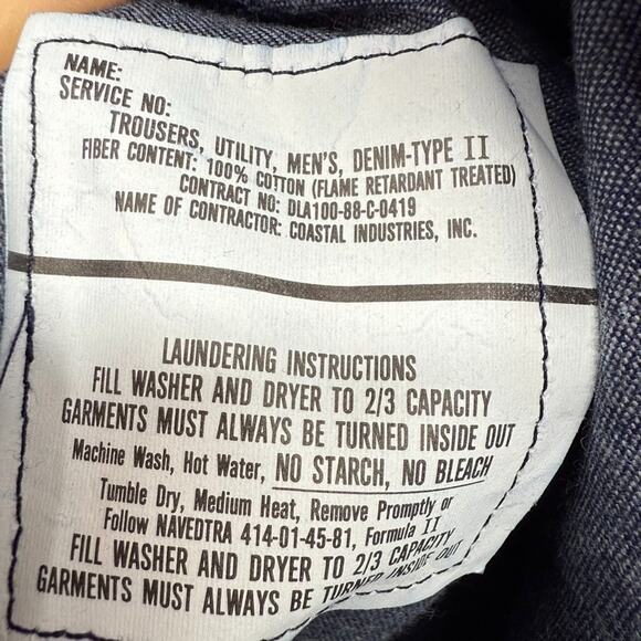 Vintage US Navy Utility Trousers Men's 30XL Unhemmed Flame Retardant Deadstock - Picture 11 of 12